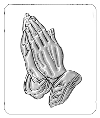 DF35-516-SL-WT Silver Praying Hands White